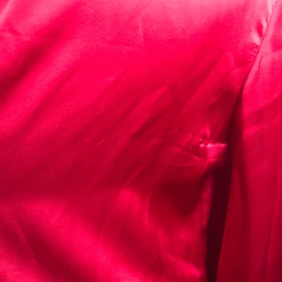 VTG Red Silk Satin Balloon Button Sleeve Blouse L - Picture 16 of 16